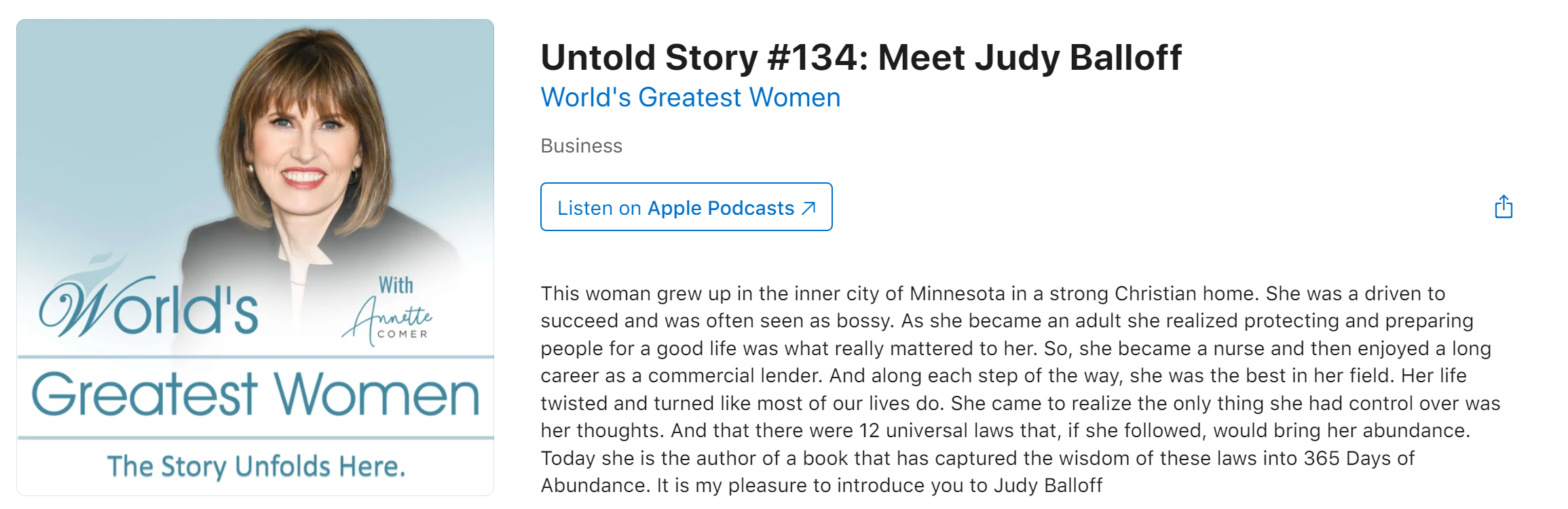 worlds greatest women podcast with judy balloff